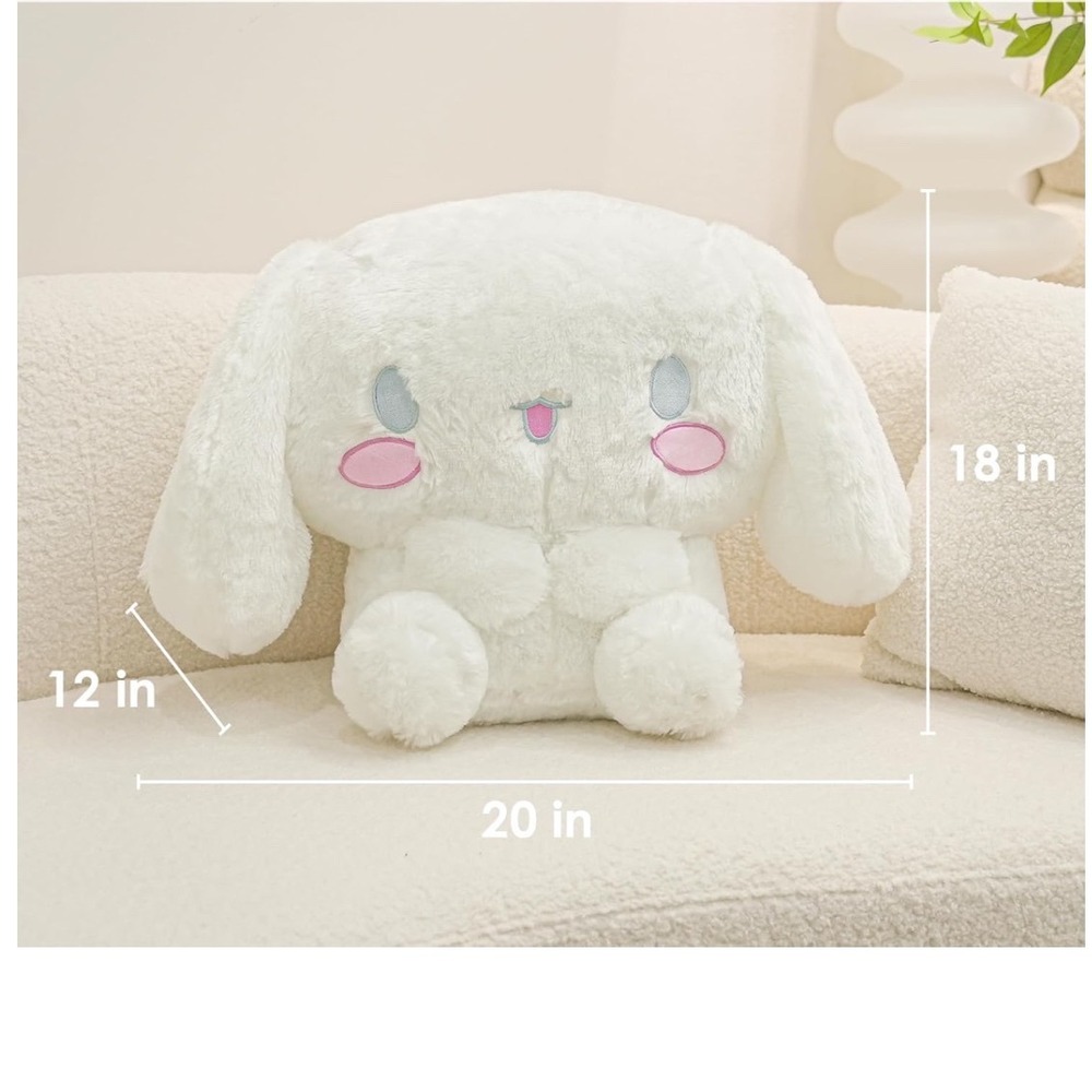 Juju White Kawaii Bunny Plush 20" Cute Stuffed Animal Pillow - Picture 2 of 3